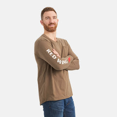 Red Wing Shoes Men|Apparel / Long Sleeve Classic Pocket Tee in Brown