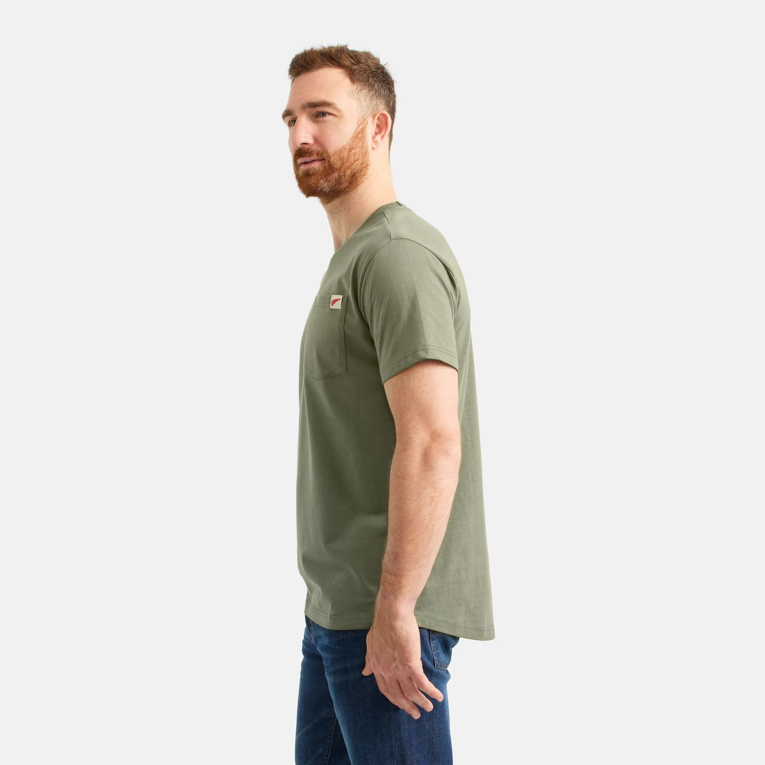Red Wing Shoes Men|Apparel / Short Sleeve Pocket T-Shirt in Olive Green 98473