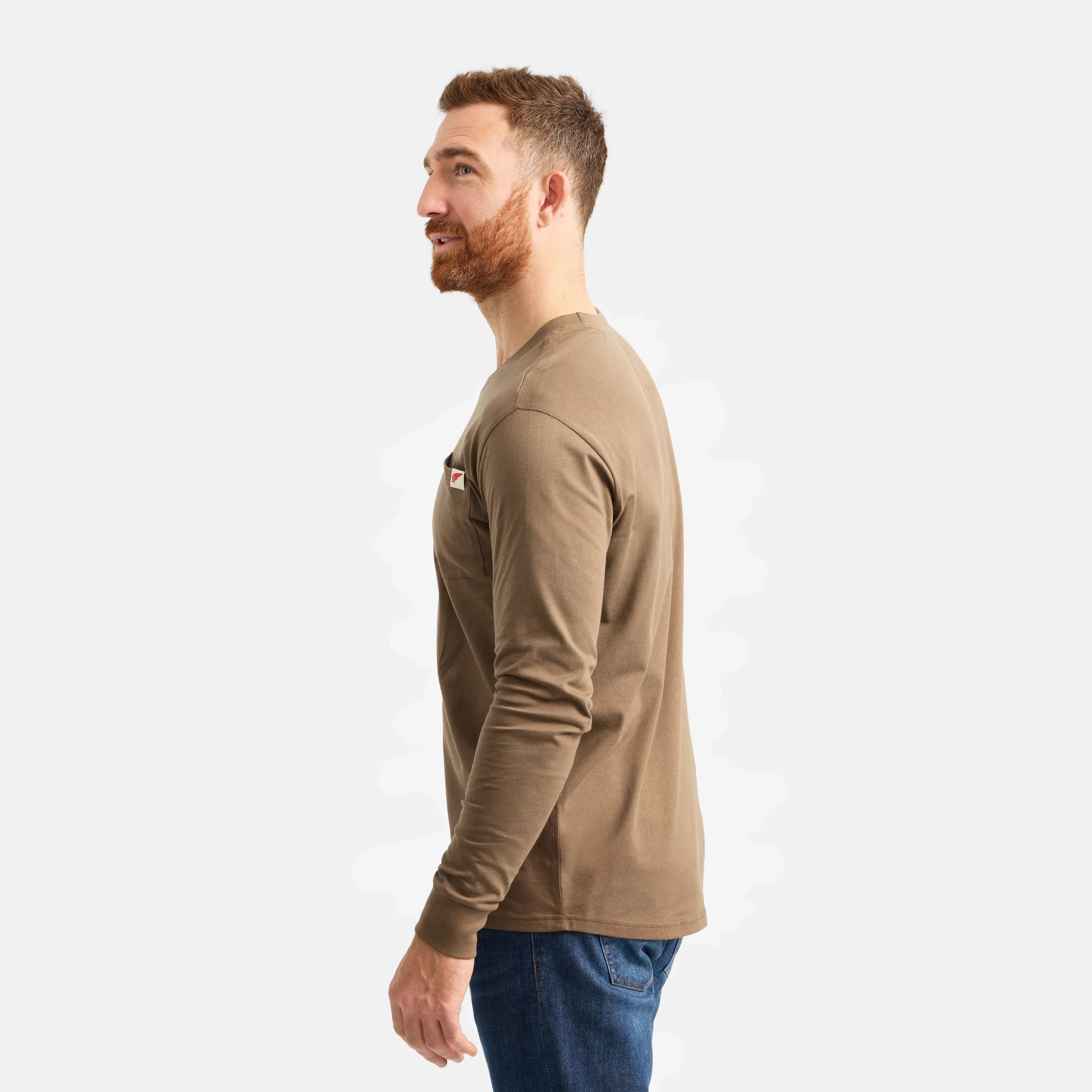 Red Wing Shoes Men|Apparel / Long Sleeve Classic Pocket Tee in Brown