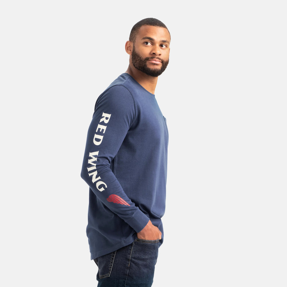 Red Wing Shoes Men|Apparel / Long Sleeve Classic Pocket Tee in Navy 98476